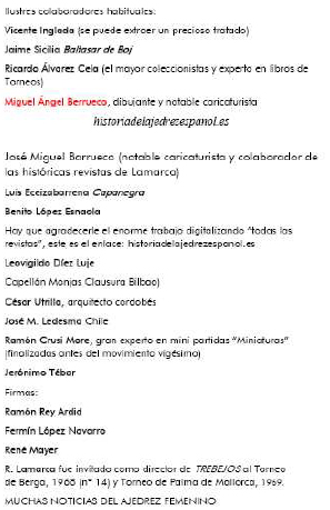 Ilustres colaboradores de la revista Trebejos
